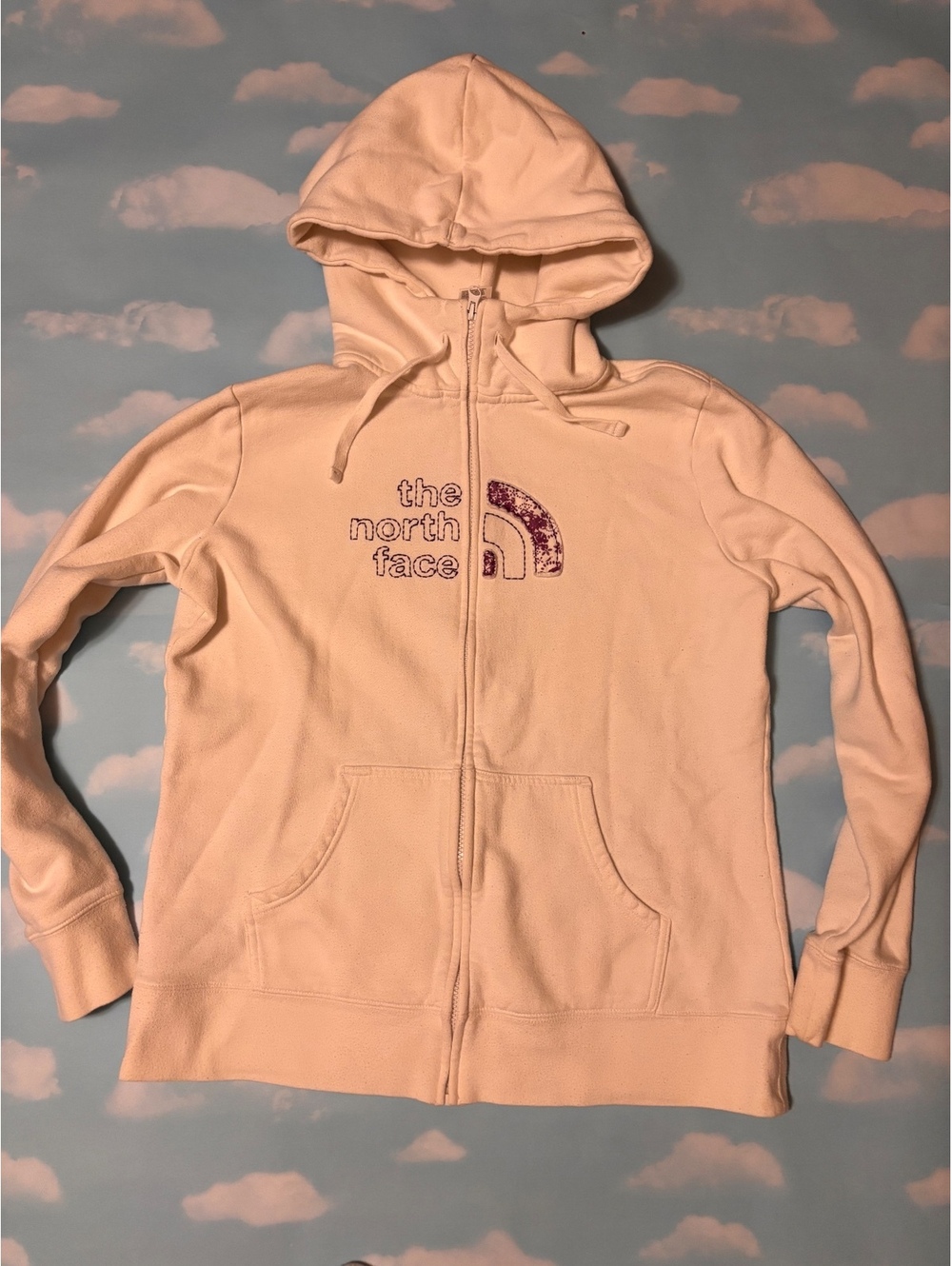 The North Face Women's XL Full Zip Hoodie Sweatshirt White